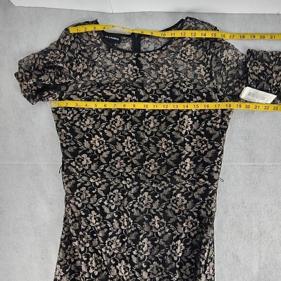 I.N. Studio Black Dress with Gold Overlay Cocktail, Evening Dress Size 14 (NWT) - Picture 7 of 13